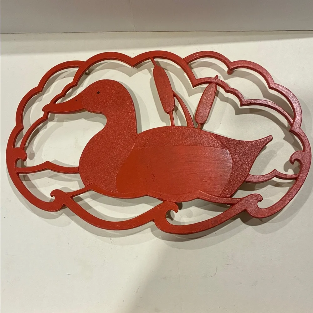 Japanese Iron Duck Trivet/ Red Duck Wall Decor Footed Hot Pot Trivet Red Duck